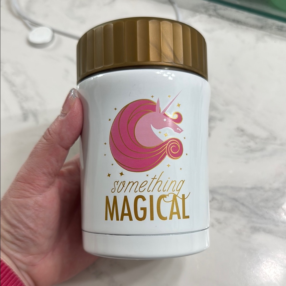 Boston Warehouse White and Pink Unicorn Thermos